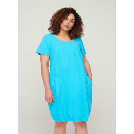 Zizzi Jeasy, S/S, Dress - Kjole J80000L River Blue