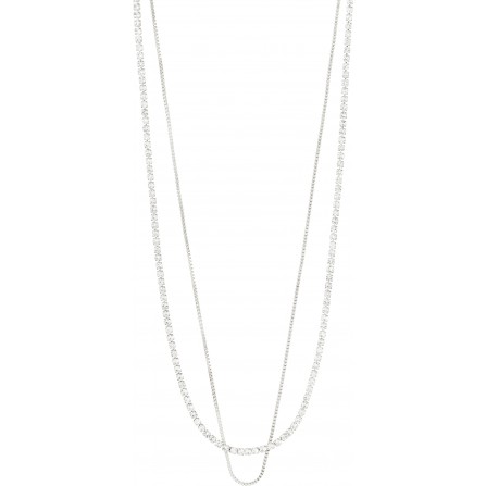 Pilgrim MILLE halskæde med krystaller 2-i-1 632236001 Sølvbelagt