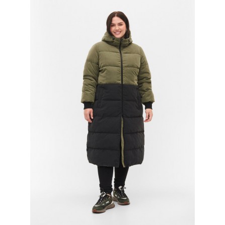 Zizzi CAPEACHY BLOCK L/S COAT - Vinter jakke med block farver CA61063C