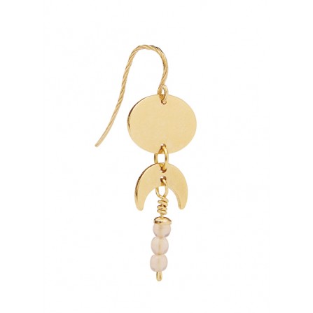 I tide Penelope hun er PICO Magda earring - Onepiece ørering i guld med pudderfarvede perler  Q01002 - sNoir