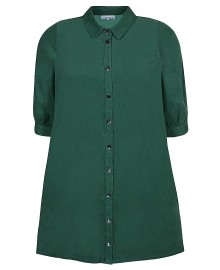 Zhenzi MALANI 768 SHIRT DRESS 3/4 - Grøn fløjls skjorte kjole 2408768