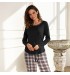 Lady Avenue Cotten Flannel Pyjamas - Sort/ternet pyjamas 83-1186