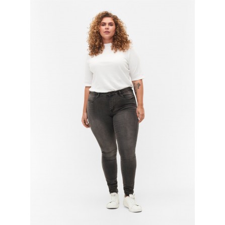 Zizzi Jeans, Long, Amy J10305L - Grå jeans Dark Grey