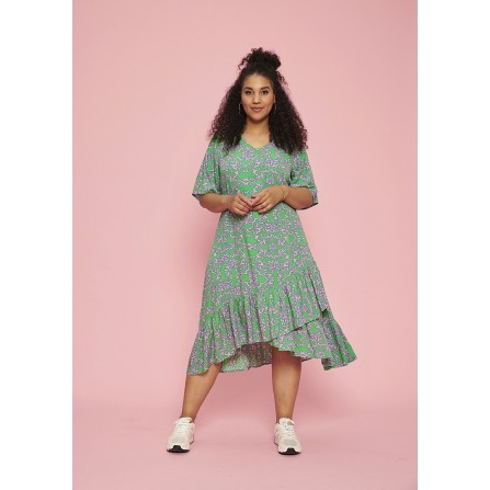 Zhenzi MIXIE Dress - Grøn med pink print kjole 2502154