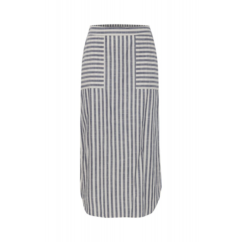 Ichi SK7 Blå/hvid stribet nederdel 20118881 Stripe