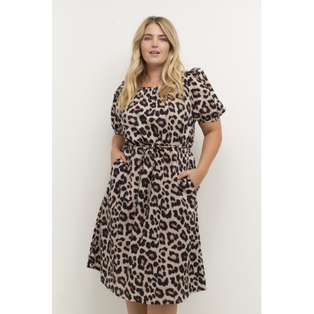 Kaffe Curve KCsalmi Dress - Leopard printet kjole 10581552 Feather Gray Leo
