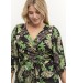 Kaffe Curve KClia Dress - Slå-om kjole med grønt blad print 10581547 Green/Black/Violet