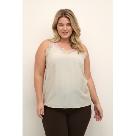 Kaffe Curve KCjakobine Top - Sandfarvet top med blonde 10580396 Smoke Gray