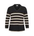 Kaffe Curve KCiri Knit Pullover - Sort strik med beige striber 10581655 Black/Sand Stripe