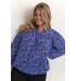 Kaffe Curve KCkrista Blouse - Blå bluse med limegrønt print 10582087 Clematis Blue Flower
