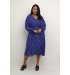 Kaffe Curve KCkrista Dress - Blå kjole med limegrønt print 10582086 Clematis Blue Flower