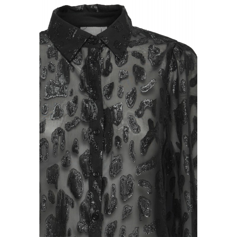 Black print glimmer 1 Fransa 20613004 med SH Sort - skjorte FRSPARKLY