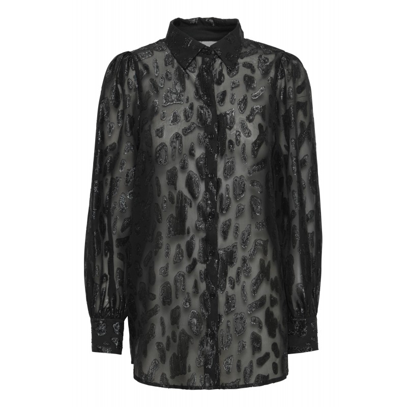 Fransa FRSPARKLY SH 1 - Sort skjorte med glimmer print 20613004 Black