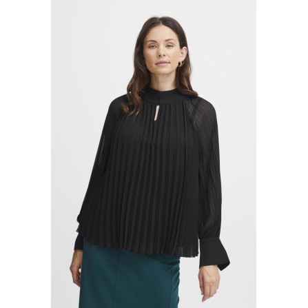 | 2 - Sort Bluse plisseret Black bluse FRPLEATS 20612987 BL | Fransa