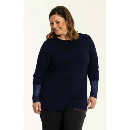 Gozzip GEmira Long T-shirt with lace - Blå T-shirt G236003 Nazy