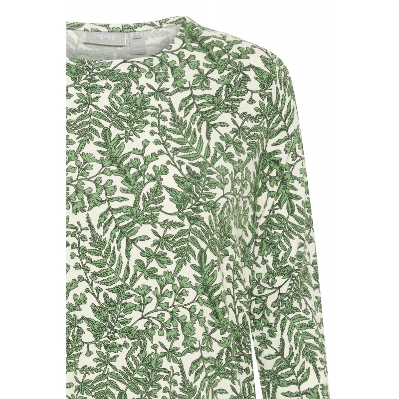 T-shirt 20610109 printet Grøn bluse Online 1 FREMFLORAL Lime Fransa -