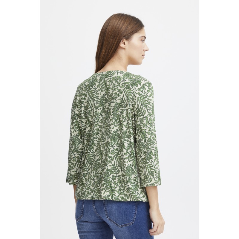 1 20610109 Lime T-shirt bluse - Grøn Online Fransa FREMFLORAL printet