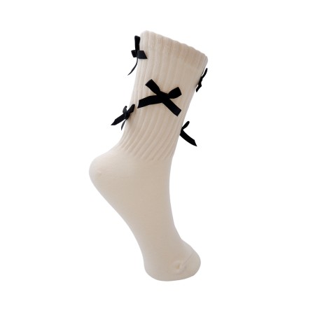 Black Colour BCBOW SOCK - Råhvide strømper med sløjfer 4286