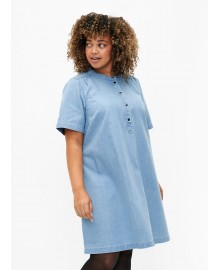 Zizzi VSANDRA S/S Dress - Denim kjole V50178A Light Blue Denim