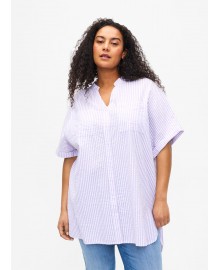Zizzi CALENE 1/2 SHIRT  - Stribet skjorte CA02364C White/Lavendel Stripe