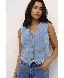 Kaffe KAbebeth Denim Vest 10508773 Light Blue Washed