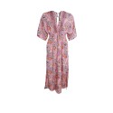 Black Colour BCLUNA Double V-neck Dress - Pink printet kjole 39140 Botanical Rose