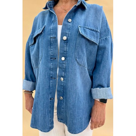 Black Colour BCNETTIE JEANS SHIRT JACKET - Denim jakke 40653 Mid Blue