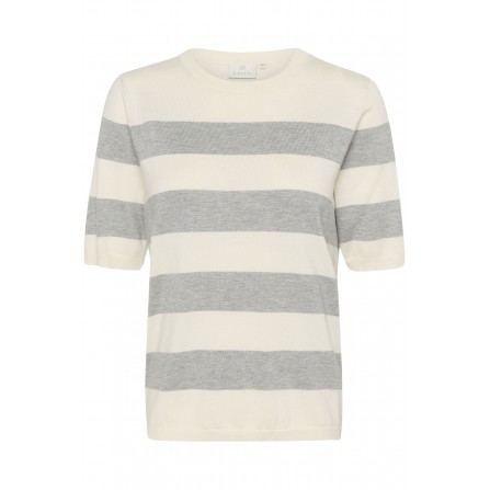 Kaffe KAlizza Striped Knit - Kortærmet stribet strik 10508410 Grey Mel./White Bold Stripe