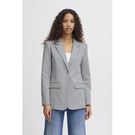 ICHI IHKATE SUS LONG BL4 - Grå meleret blazer 20121368 Grey Melange