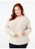 Zizzi CASUNNY L/S FEMI PULLOVER - Beige strik med hulmønster CA61176E Pumice Stone Mel.