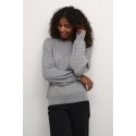 Kaffe KAnanna Pullover - Grå strik med pufærmer 10509104 Grey Melange