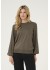 Kaffe KAnanna Pullover - Grøn strik med pufærmer 10509104 Major Brown Melange