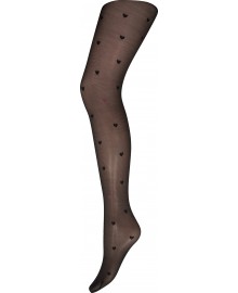 HYPEtheDetail Tight Heart - Strømpebuks med pink hjerter 30D 16129 Black