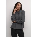 Kaffe KAdorit Blouse - Mørkegrå skjorte med flæse 10509100 Black Oyster