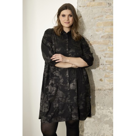 Zhenzi Bell 480-Dress L/S - Skjorte kjole med sølv glimmer 200480 Black