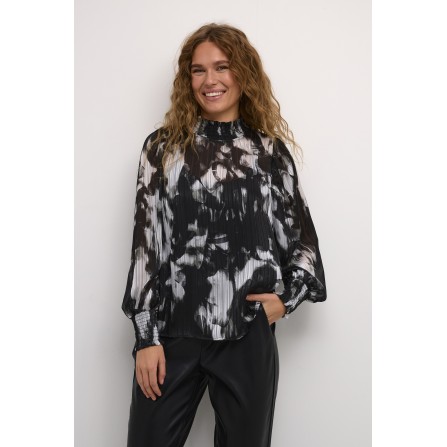 Kaffe KAlifa Blouse - Sort/grå bluse 10509201 Black/Grey Blurry