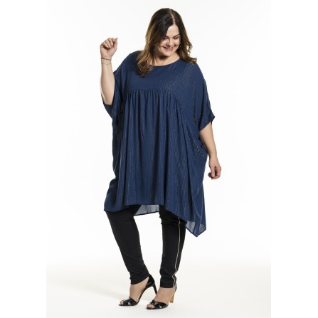 Gozzip GSofie Oversize Tunic - Blå tunika med Lurex stribe G246054 Blue