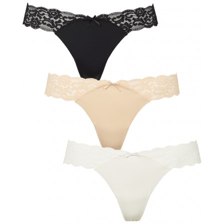 Missya Seamless string w lace on side 3-pack 14908 Multi Colour
