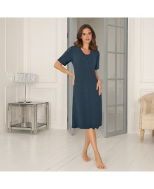 Lady Avenue Bamboo Long Nightdress  - Blå natkjole 51-50521 Indigo