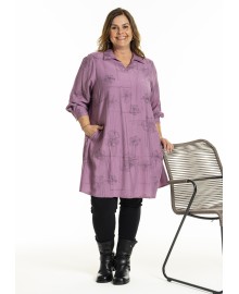 Gozzip GIdalene Tunic - Lilla tunika med streg print G251007 Orchid