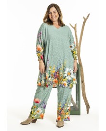 Gozzip GIly Tunic - Mintgrøn tunika med blomster G251026 Green