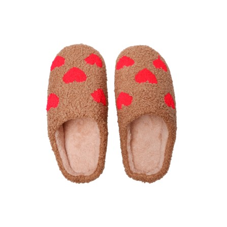 Black Colour BCLOVE SLIPPERS - Brune sutsko med hjerter 7024 Lt. Brown