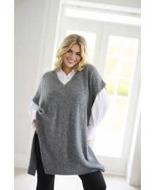 Kaffe Curve KCannett Knit Poncho - Grå poncho 10582738 Dark Grey Melange