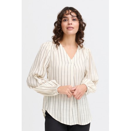 Fransa FRARIANA BL 4 - Offwhite bluse med stribe 20614542 Moonbeam AOP