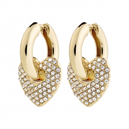 Pilgrim DUNE crystal earrings gold-plated - Guld øreringe med hjerter 102512013 Gold Plated