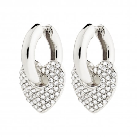 Pilgrim DUNE crystal earrings Silver -plated - Sølv øreringe med hjerter 102516013 Silver Plated