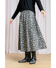 Black Colour BCABBIE SKIRT - Grå leopard nederdel 40728 Lt. Grey Leo