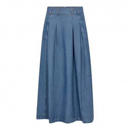 Co'couture AnyaCC Denim Pleat Skirt - Denim nederdel 34181 Denim Blue