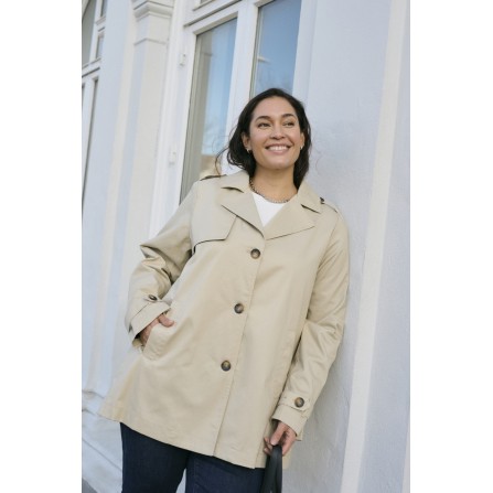 Kaffe Curve KCtricia Jacket - Sandfarvet trenchcoat 10582920 Feather Gray