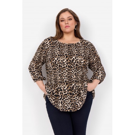 Wasabi WA-VANJA 1 - Leo printet bluse W10441 Desert Brown Combi